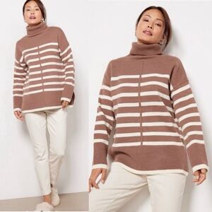 NWT Line & Dot Striped Turtleneck Sweater